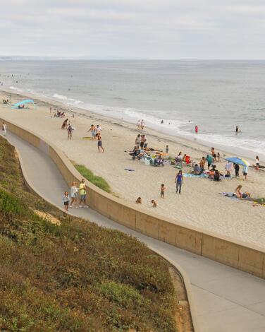 The marine layer rolls in at Robert C. Frazee State Beach in Carlsbad, California.