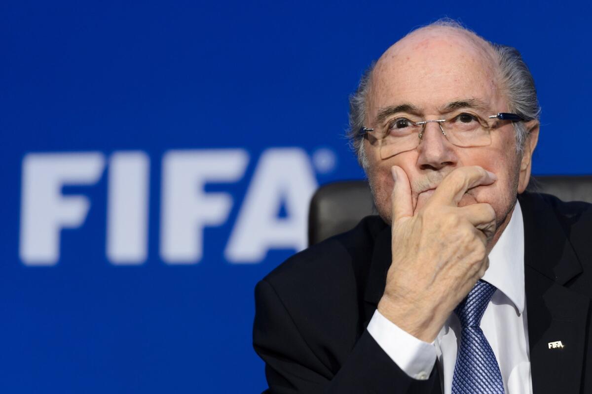 Sepp Blatter attends a news conference at FIFA headquarters in Zurich on July 20.