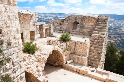 A photo of the inside of Ajloun Castle in Jordan.