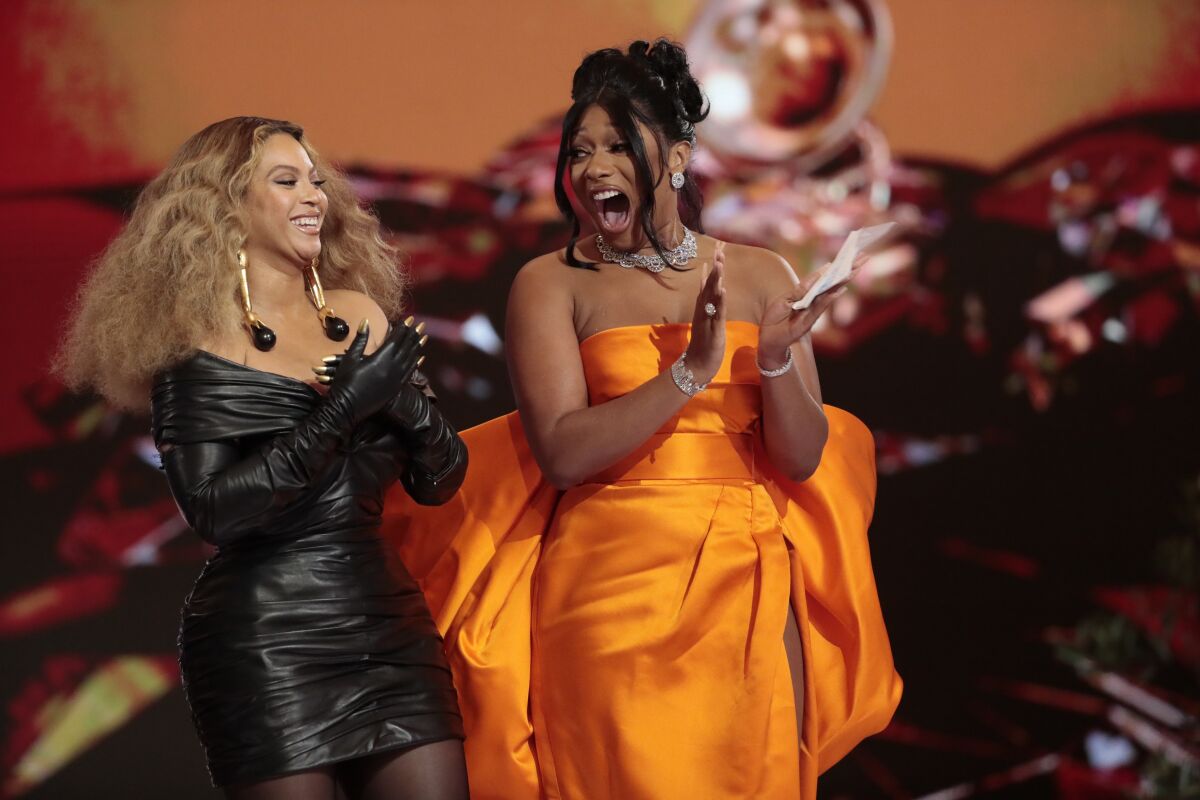  March 14, 2021 - Grammy Awards Beyonce and Megan Thee Stallion
