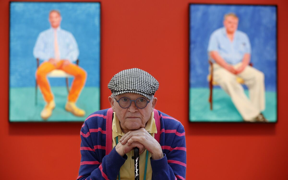 David Hockney at the Los Angeles County Museum of Art, which has an exhibition of newly painted portraits. "When I’m in the studio, I feel like I’m 30," he says. "But when I leave it, I know I’m 80."