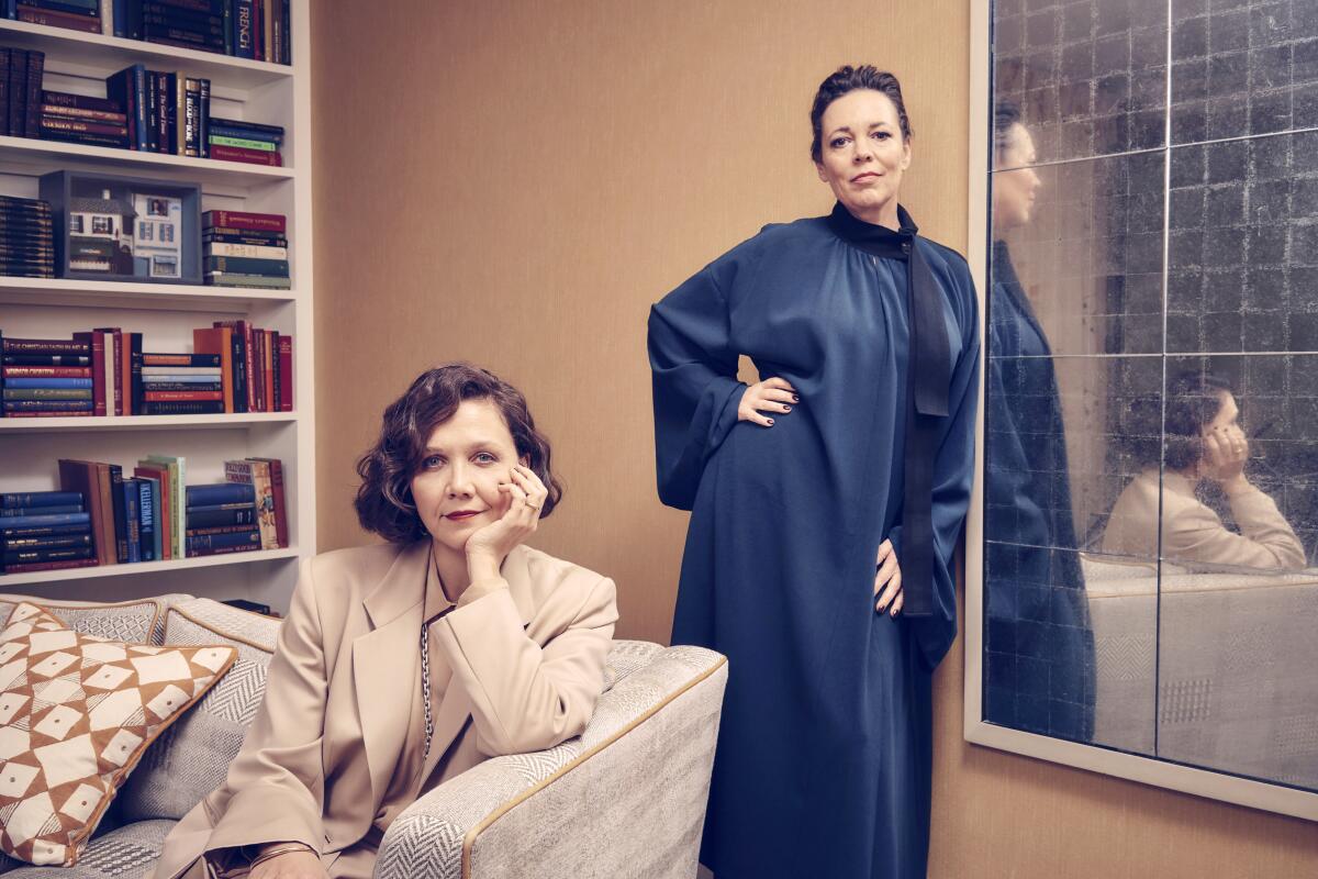 A portrait of director Maggie Gyllenhaal and actor Olivia Colman