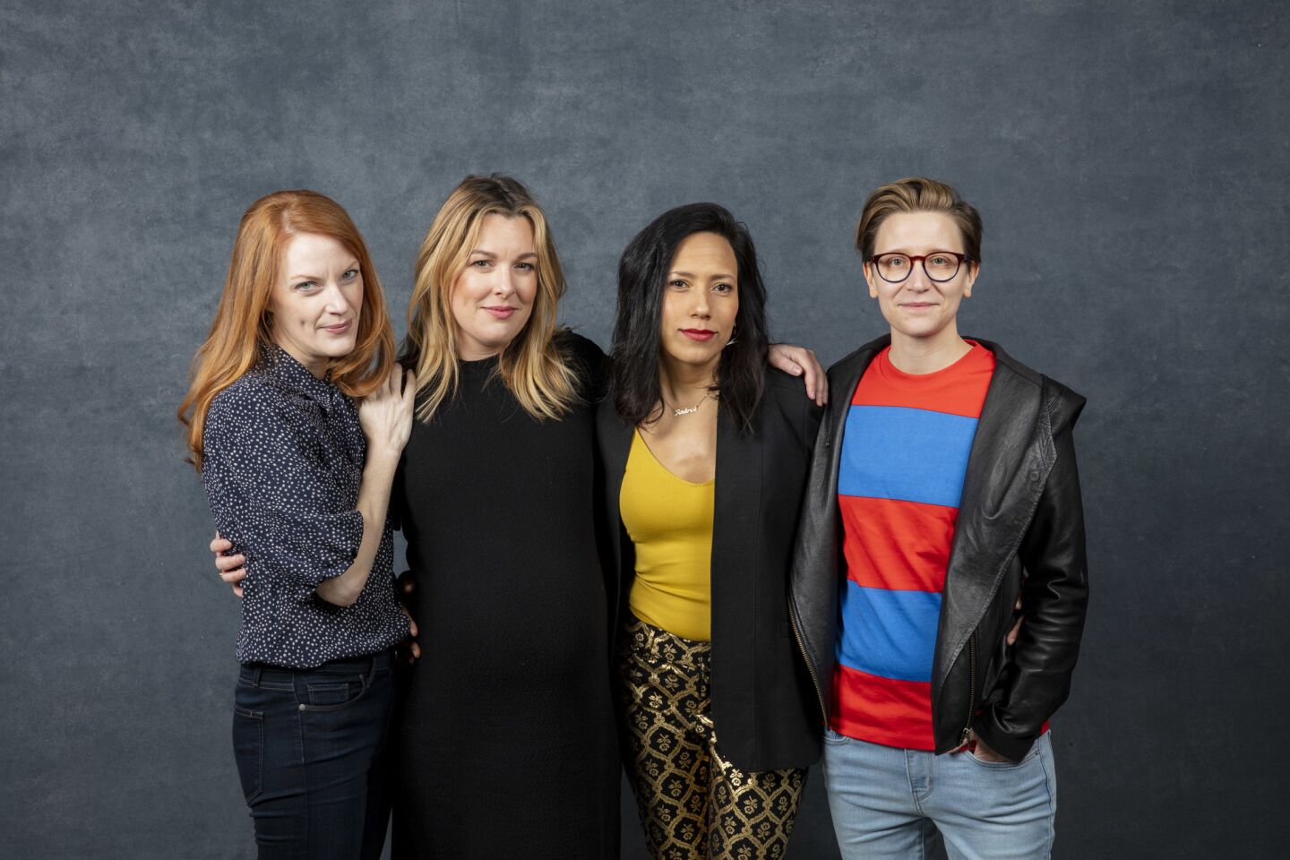 (L-R) - Director Samantha Buck, actor Anna Margaret Hollyman, actor Andrea Suarez-Paz, and director Marie Schlingmann, from the film, "Sister Aimee," photographed at the 2019 Sundance Film Festival, in Park City, Utah, United States on Friday, Jan. 25, 2019.