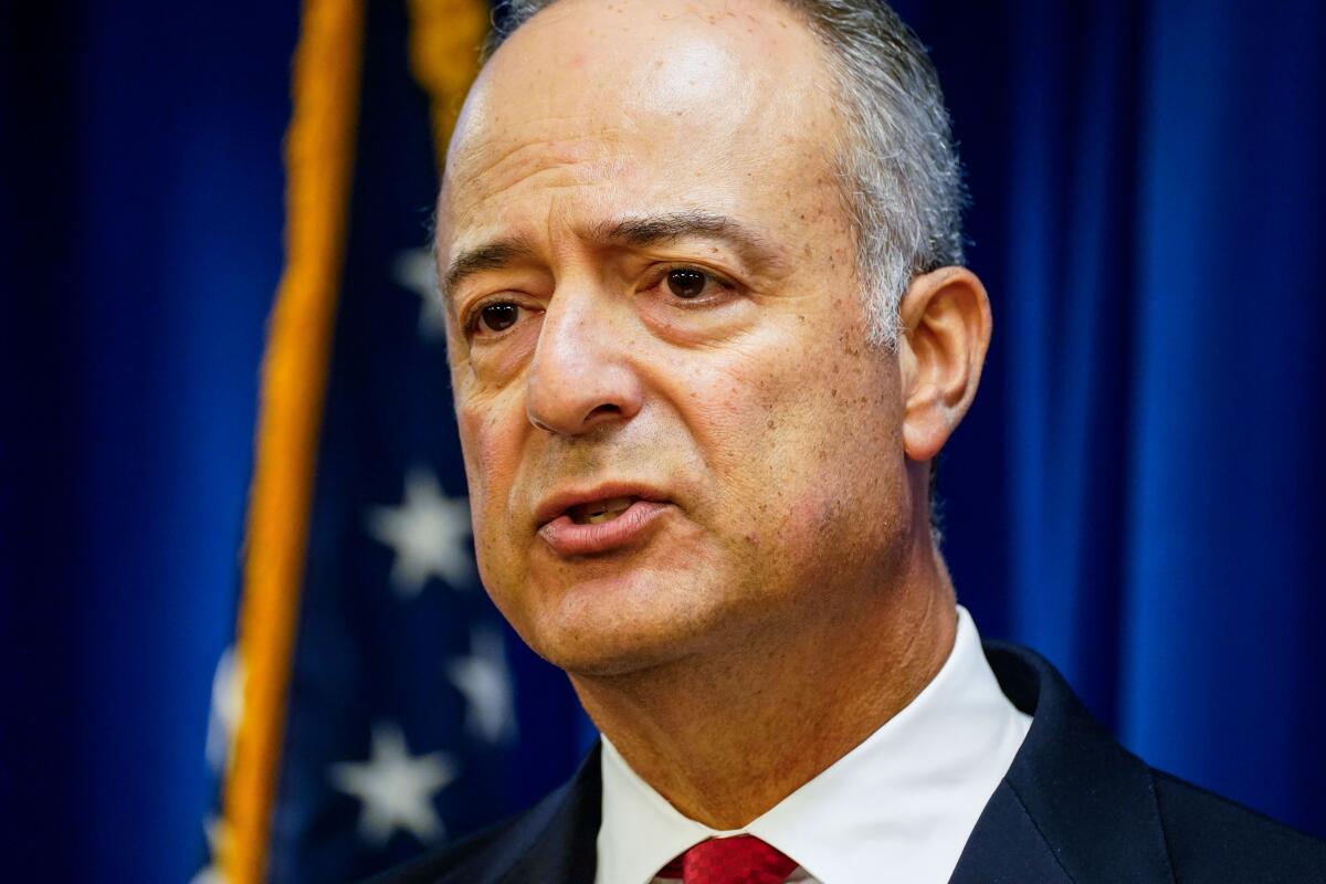 U.S. Attorney Nick Hanna speaks at a news conference in 2020