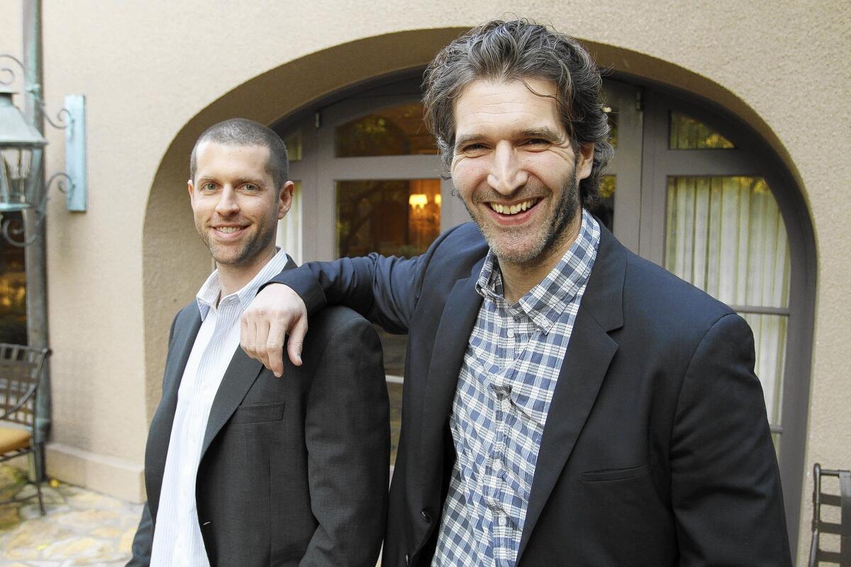 Dan Weiss, left, and David Benioff creators of the HBO series "Game of Thrones."