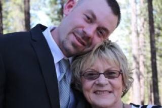Photo of Nicholas Overfield with his mother Lesley Overfield. 