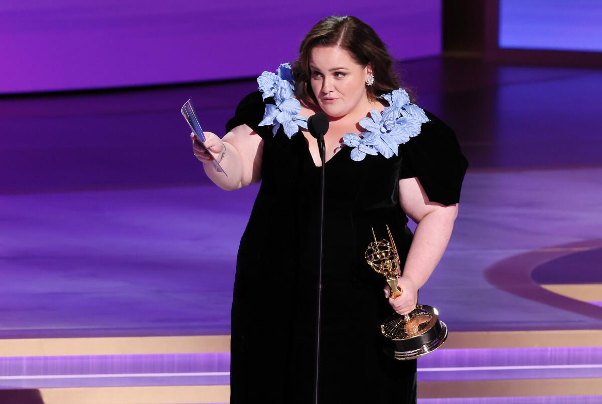 Jessica Gunning accepts her Emmy for supporting actress in a limited series for "Baby Reindeer."