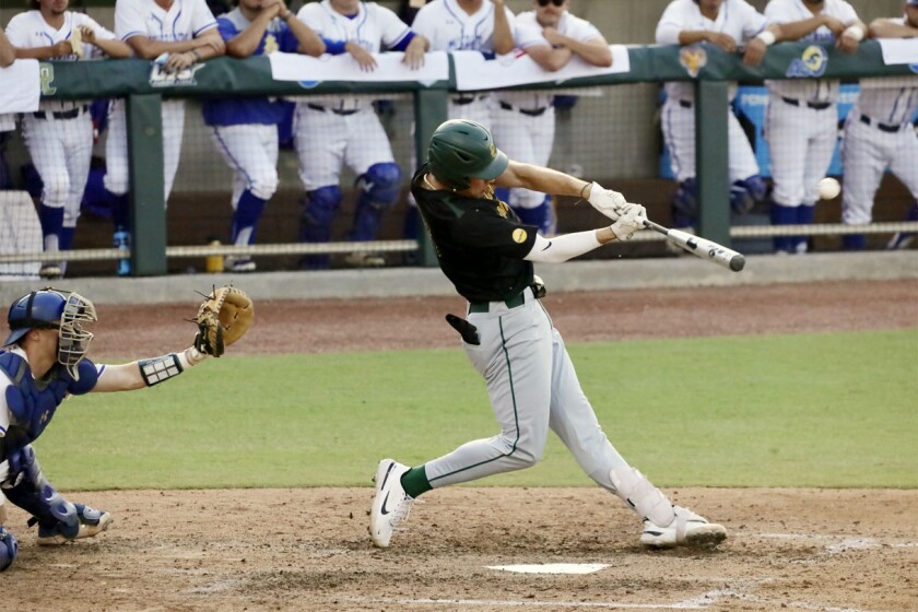 Point Loma Nazarene first baseman Jakob Christian homers June 6 against Southern Arkansas.