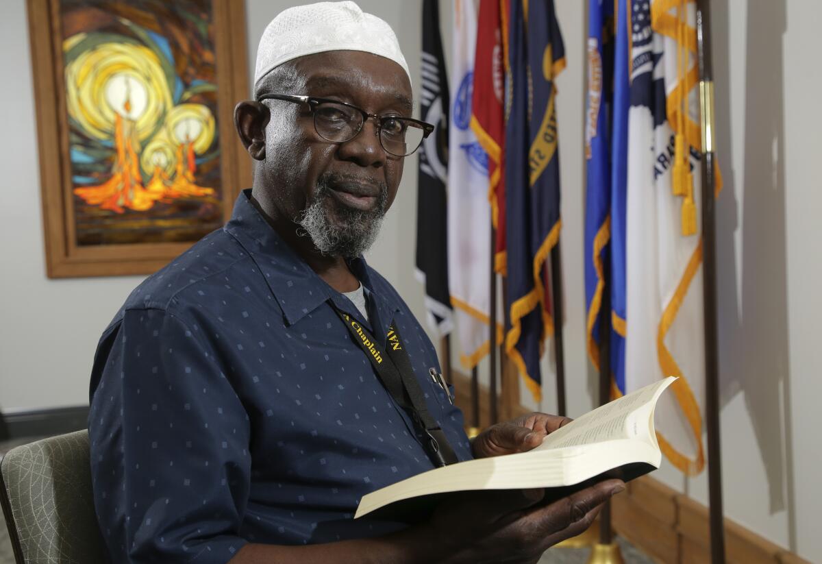 Chaplain Abdul-Rasheed Muhammad in the San Diego V.A. medical center chapel on Sept. 8, 2021, nearly 20 years after 9/11.