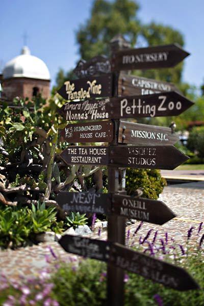 The signs point to a variety of attractions around the Los Rios Street Historic District in San Juan Capistrano.