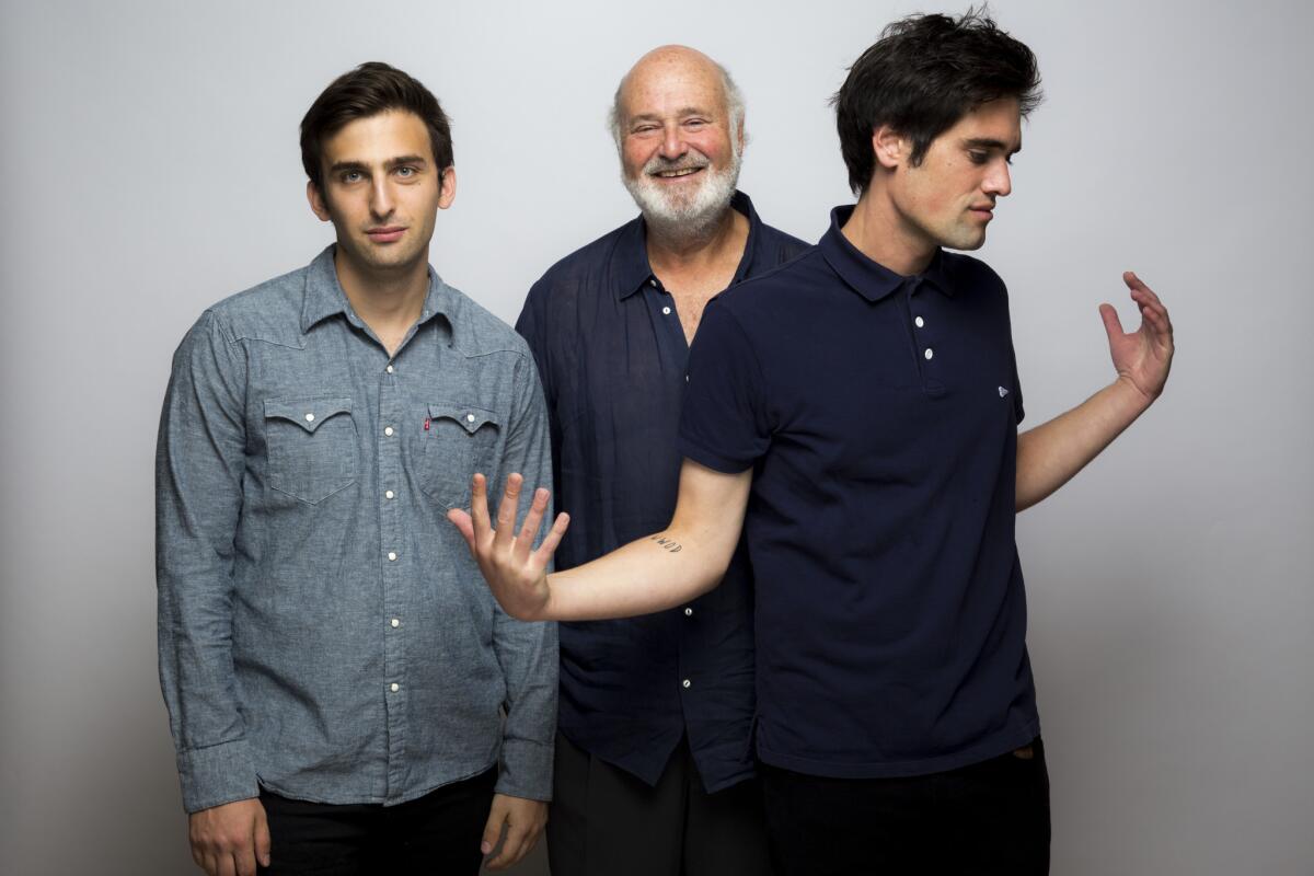From left: Writer Matt Elisofon, director Rob Reiner and writer Nick Reiner of the film "Being Charlie" photographed in the L.A. Times photo studio at the Toronto International Film Festival on Monday, Sept. 14.