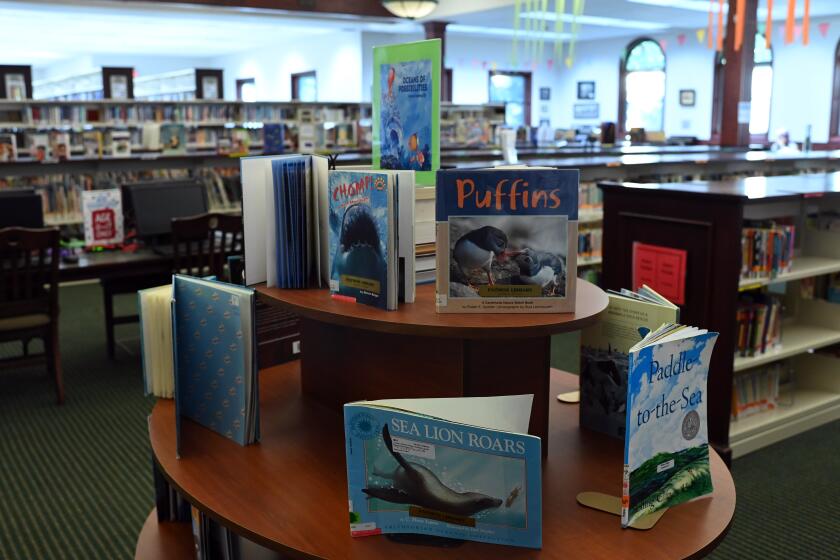 JAMESTOWN, MI - AUGUST 11 : Books are displayed at the Patmos Library on August 11, 2022 in Jamestown, Michigan. Earlier this month primary voters rejected a proposal to continue funding the library after residents voiced their concerns over the availability of LGBTQ books in the youth section. (Photo by Joshua Lott/The Washington Post via Getty Images)