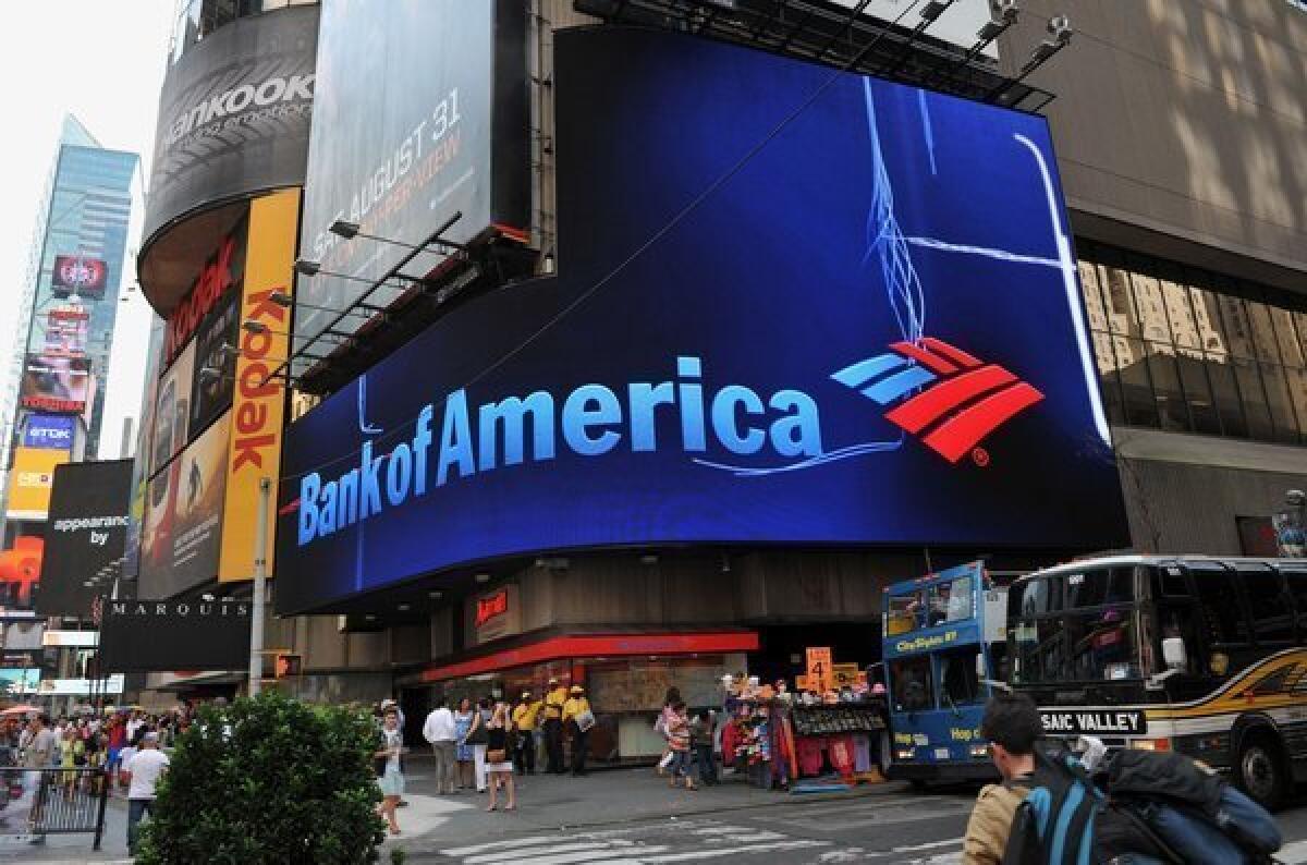 Bank of America posted better-than-expected third-quarter earnings. Above, a BofA branch in New York's Times Square.