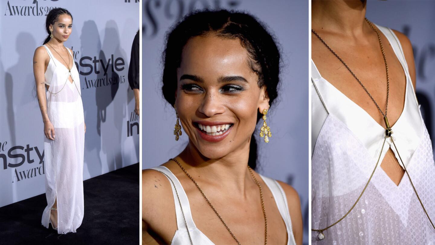 Zoe Kravitz arrives at the InStyle Awards at the Getty Center in Los Angeles.