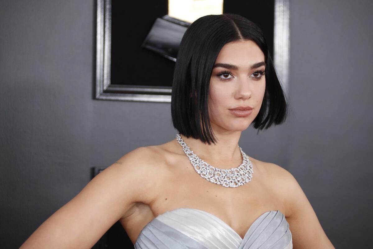 Dua Lipa during the arrivals at the 61st Grammy Awards.