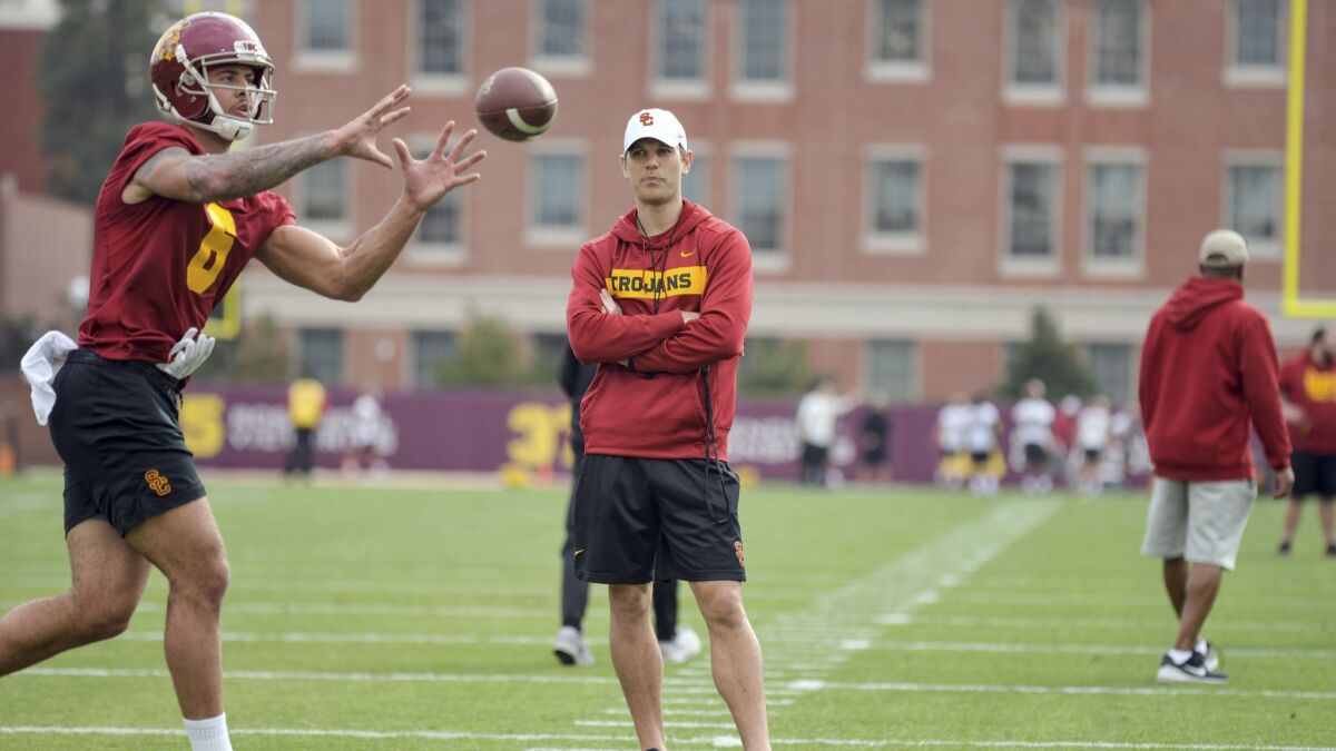 Graham Harrell took over as USC's offensive coordinator in January.