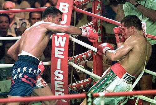 Oscar De La Hoya won a world title in a third weight class with his fourth-round technical knockout of Julio Cesar Chavez in a WBC super-lightweight championship bout on June 7, 1996, at Caesar's Palace in Las Vegas.