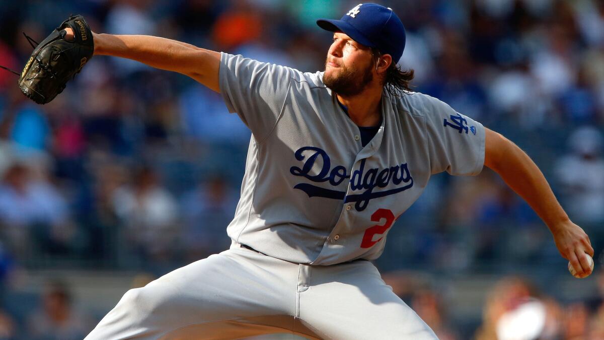 Dodgers starter Clayton Kershaw gave up only one hit in five innings Wednesday.