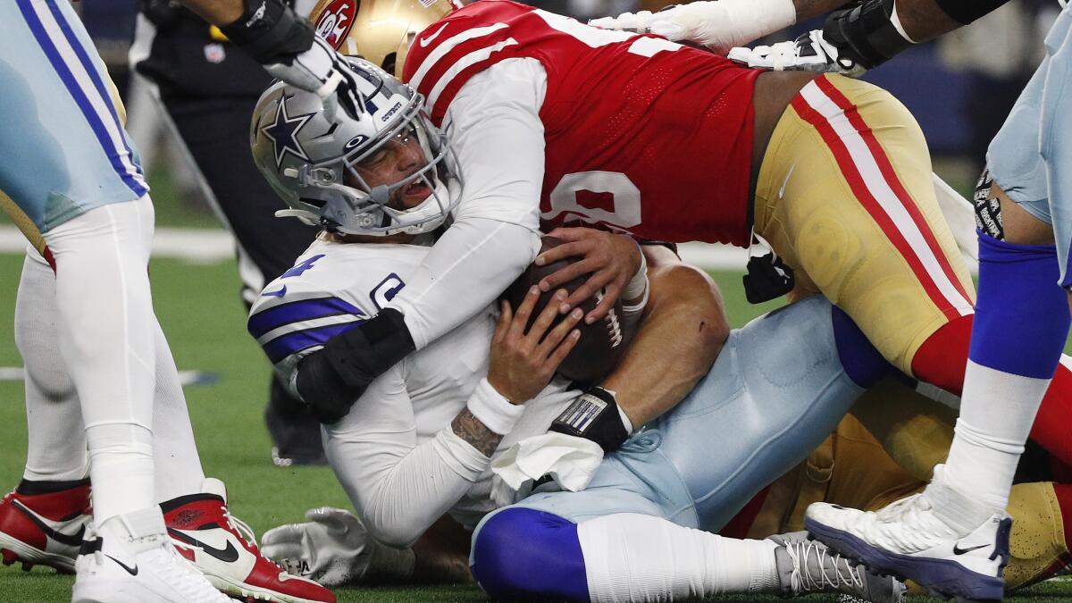 Column: Niners were too deep and physical for sloppy Cowboys - The San  Diego Union-Tribune