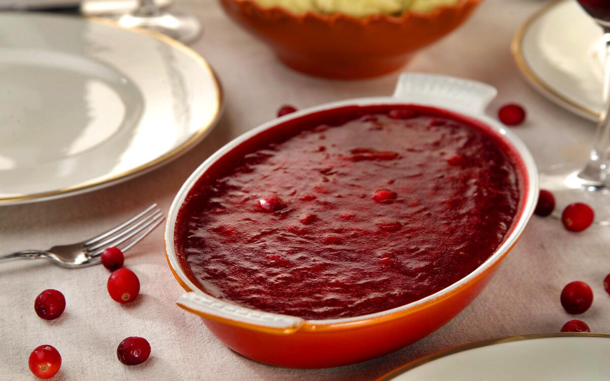 Jellied cranberry sauce in a bowl