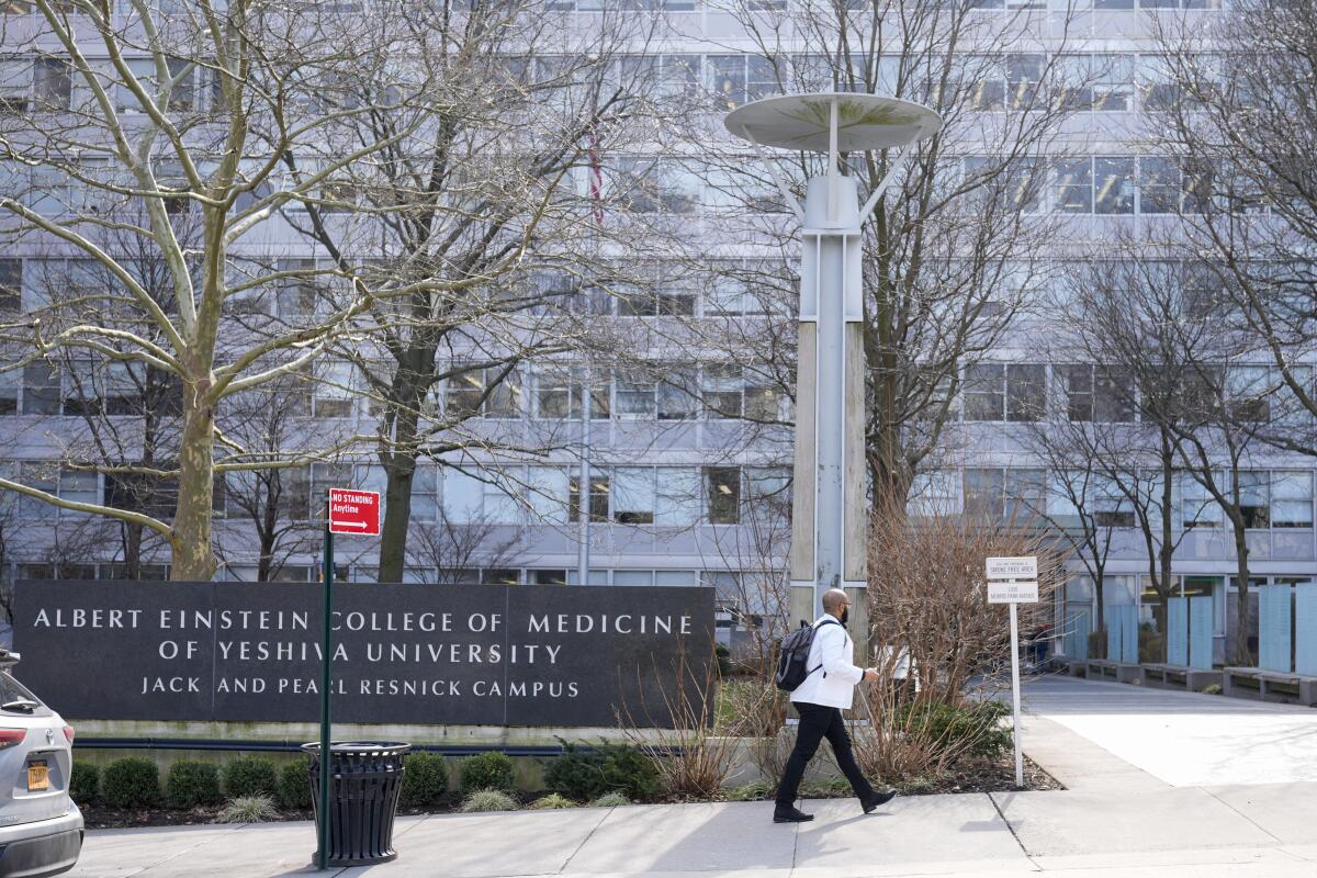 El campus de la Facultad de Medicina Albert Einstein, el martes 27 de febrero de 2024 en el Bronx, Nueva York. La escuela pasar a ofrecer matrculas gratuitas gracias a una donacin de mil millones de dlares de la exprofesora Ruth Gottesman, viuda de un inversionista de Wall Street. (AP Foto/Mary Altaffer)