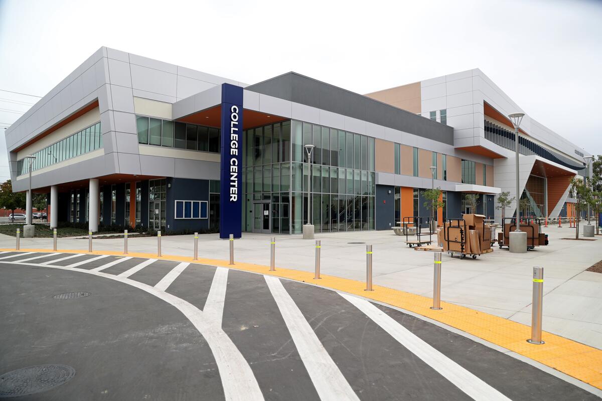 A new College Center building at Orange Coast College, seen in 2020, will open to students when 2021-22 classes begin Monday.