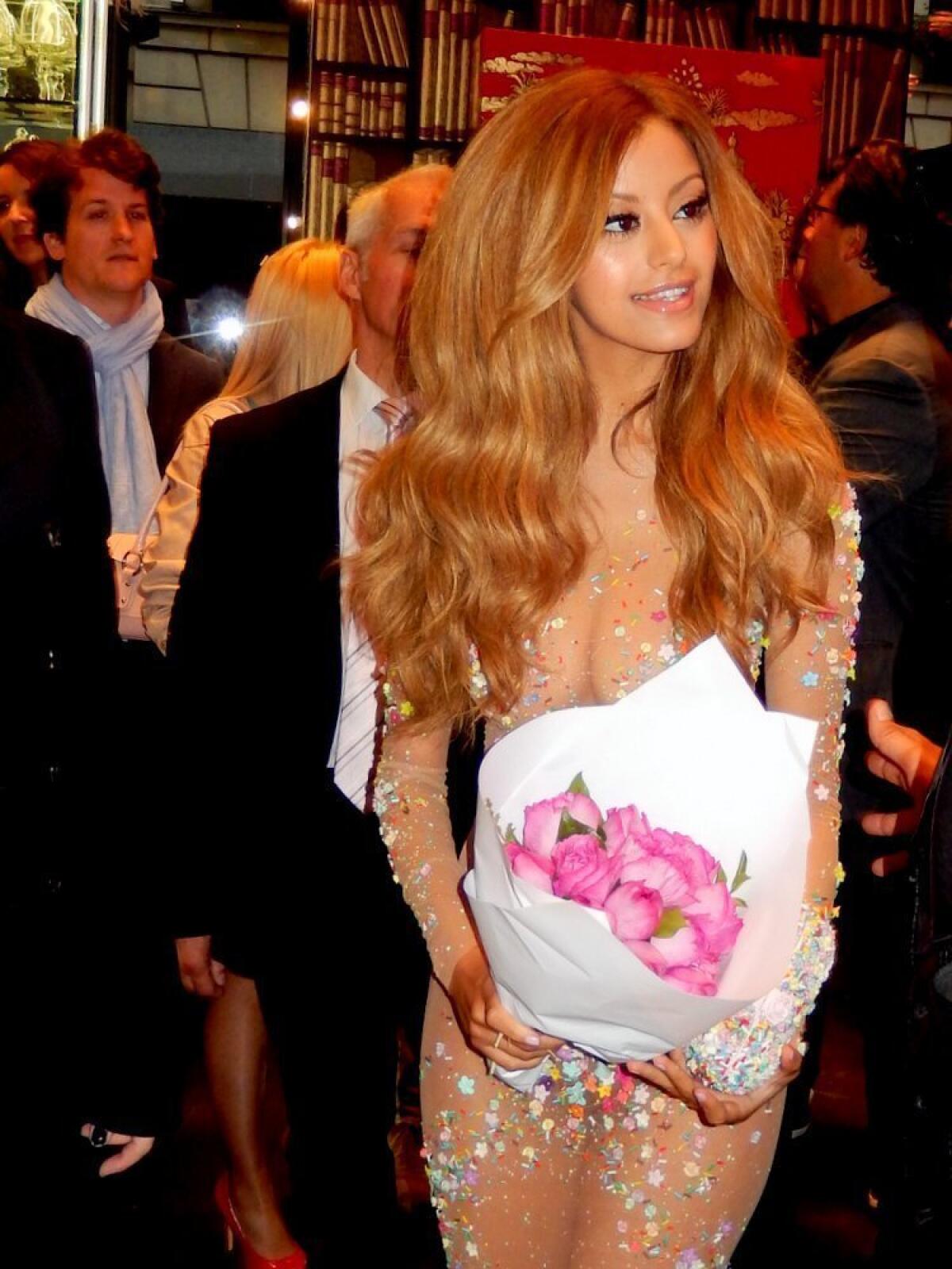 Zahia Dehar arrives at a party to celebrate her new lingerie line in Paris.