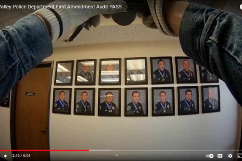 A self-proclaimed 1st Amendment auditor shoots photos and videos inside the Fountain Valley Police Station in a 2017 video.