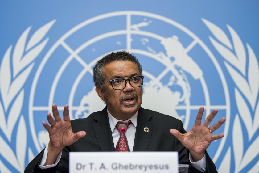 World Health Organization chief Tedros Adhanom Ghebreyesus, pictured in 2018, has been thrust into the political standoff between the U.S. and China.