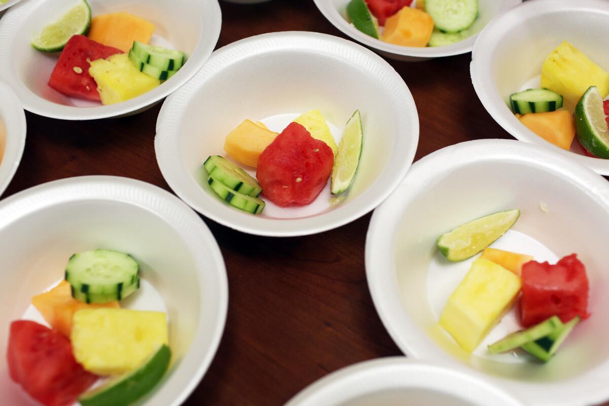 Fruits and veggies are served during the BodyWorks program. (Dania Maxwell / Los Angeles Times)
