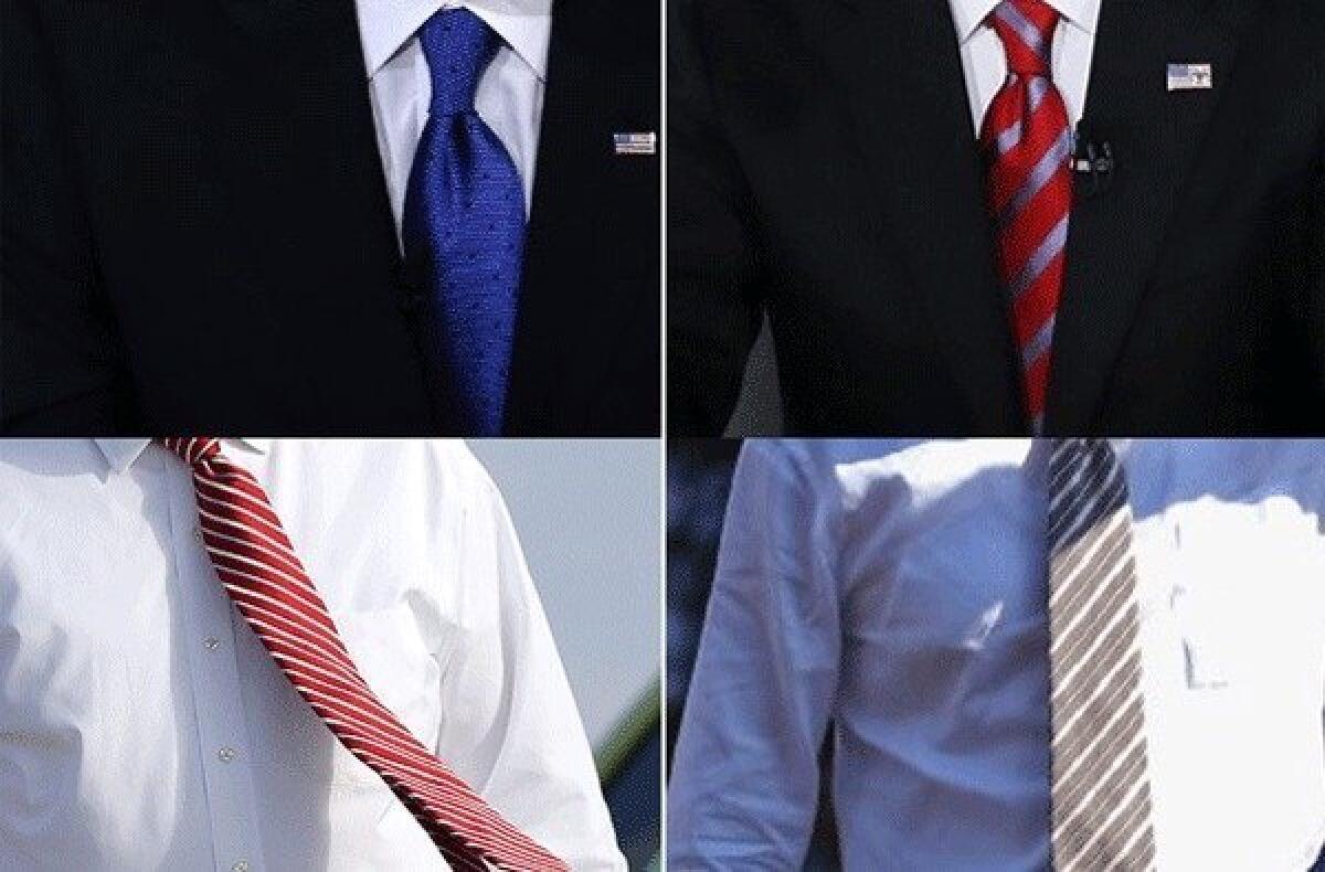 Who's who? The presidential candidates are seen on the campaign trail. Scroll down to the end of this post to see who chose to wear what when.