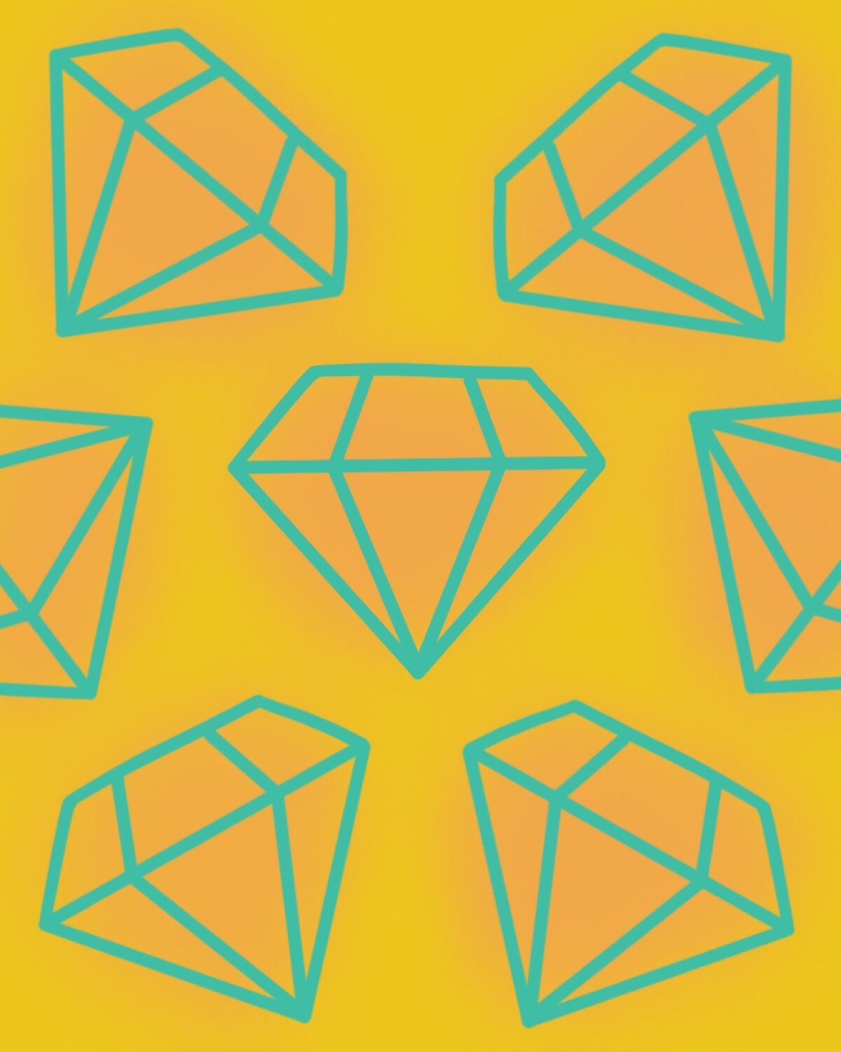 An illustration of geometric gemstones