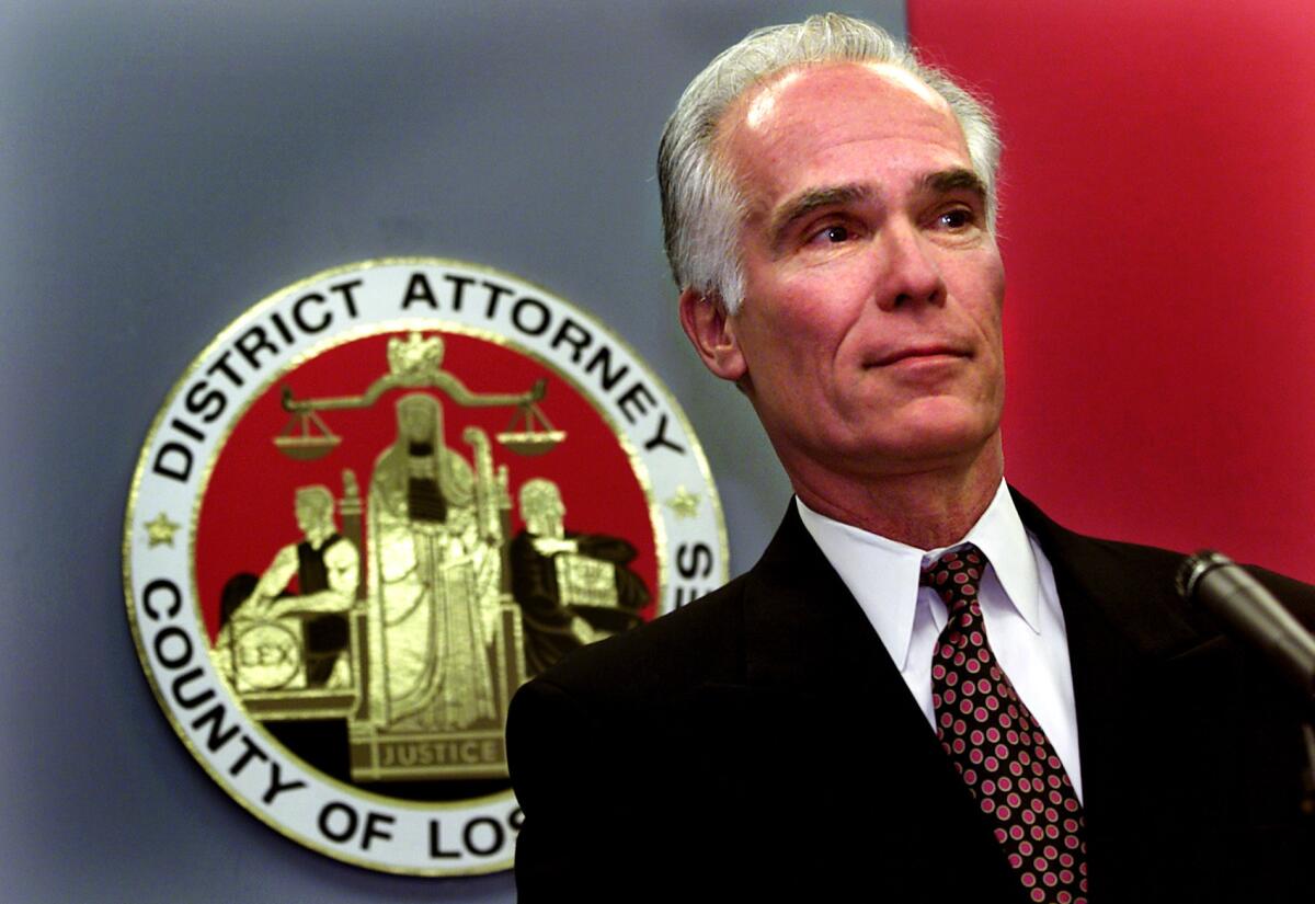 Gil Garcetti in 2000, at a press conference he held to discuss his loss as the incumbent L.A. County District Attorney to Steve Cooley.