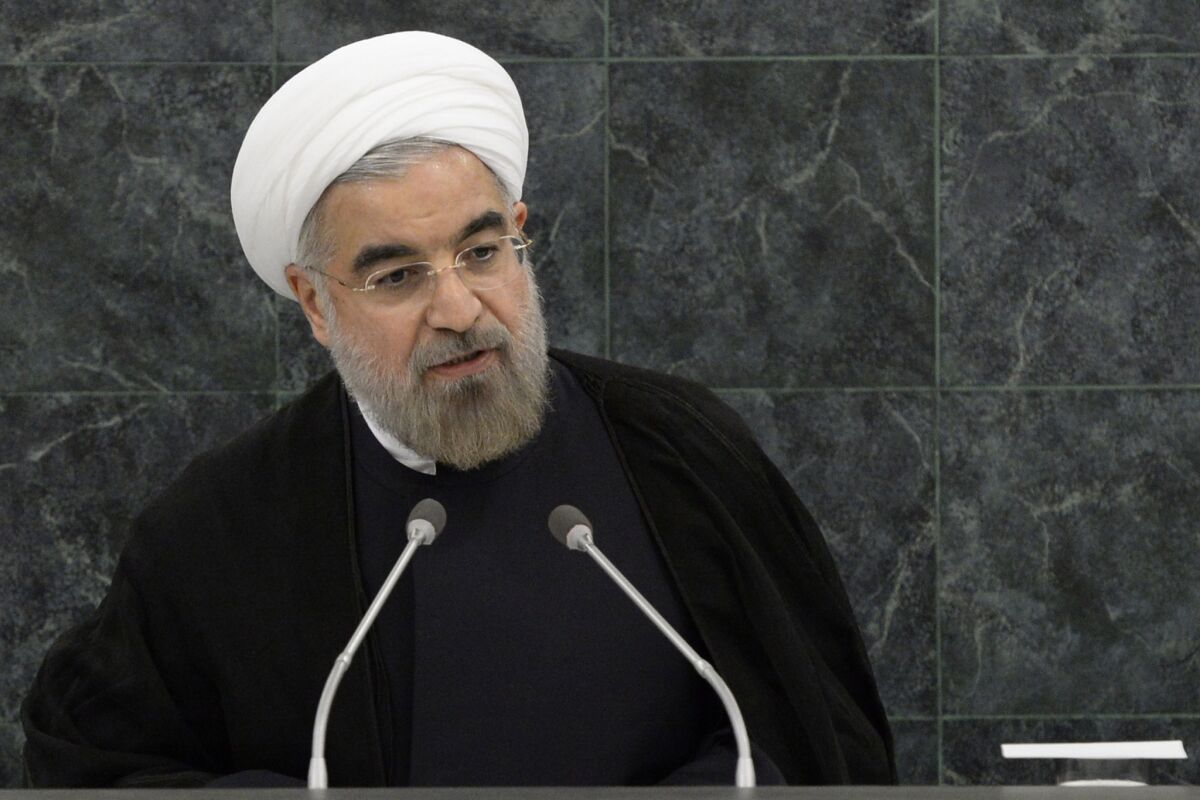Hassan Rouhani, President of the Islamic Republic of Iran, addresses the audience during the 68th session of the United Nations General Assembly in New York.