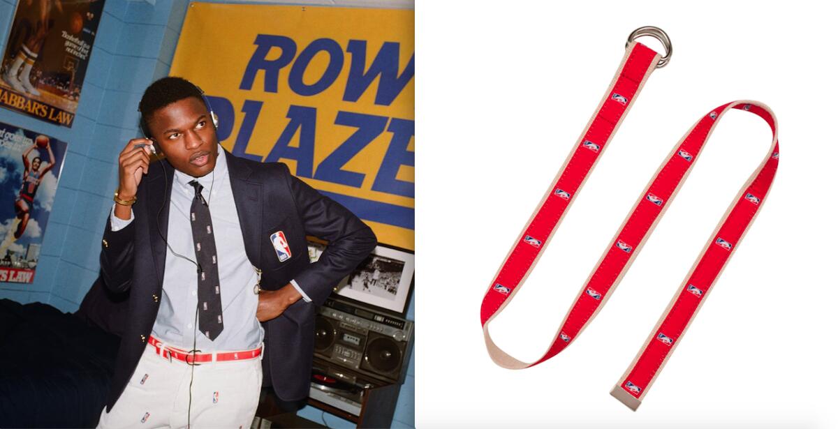 A photo of a Rowing Blazers X NBA belt.