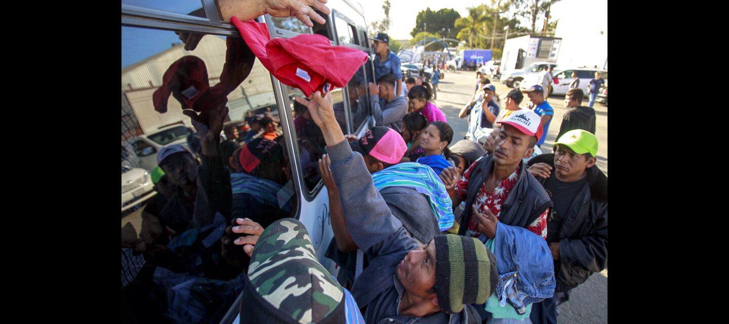 Migrants in Tijuana on Saturday