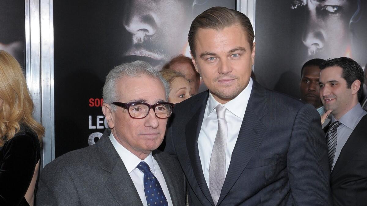 Martin Scorsese, left, and Leonardo DiCaprio will work together on a new project for Hulu.