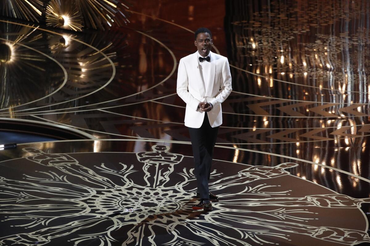 Chris Rock addresses the audience as host of the 88th Academy Awards on Sunday.