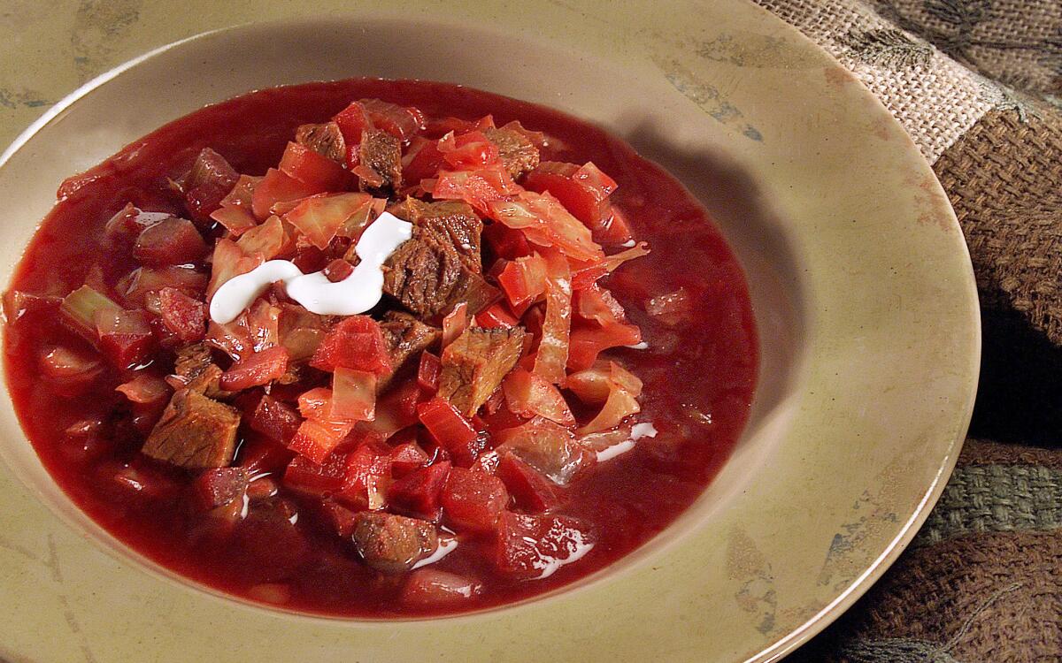 Hot beef borscht