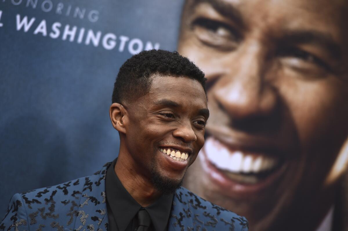 Chadwick Boseman attends the 47th AFI Life Achievement Award ceremony to honor Denzel Washington.