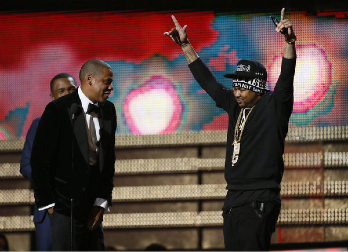 Jay-Z, left, at the Grammys in February with The-Dream.