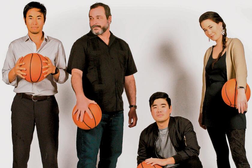 Edward Chen, Manny Fernandes, Scott Keiji Takeda and Keiko Green tell a basketball tale in 'The Great Leap,' with performances of the play Jan. 22-Feb. 16, 2020 at Cygnet Theatre, 4040 Twiggs St., Old Town San Diego. (619) 337-1525. cygnettheatre.com