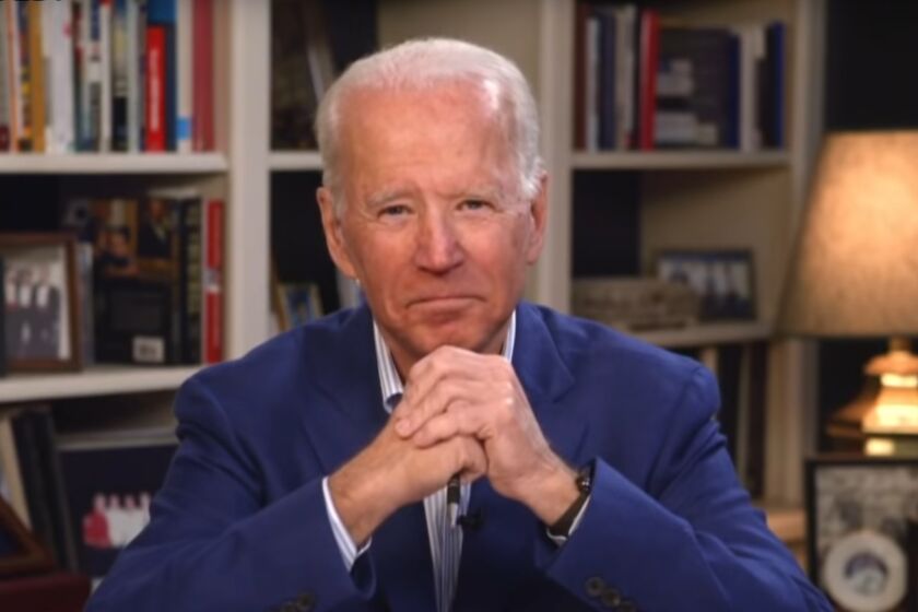 WILMINGTON, DE., -Former Vice President, Joe Biden speaks to the media through video chat from his home in Wilmington, DE. (SCREEN GRAB FROM CNN)