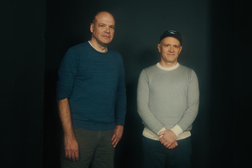 PARK CITY, UT - JAN 19: Nathan Zellner and David Zellner of "Sasquatch Sunset" at the LA Times Studio at Sundance Film Festival presented by Chase Sapphire at Park City, Utah on January 19, 2024. (Mariah Tauger / Los Angeles Times)