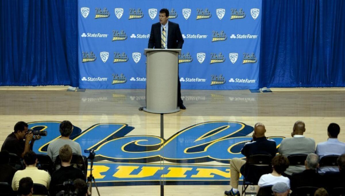 UCLA Coach Steve Alford speaks to the media on April 2.