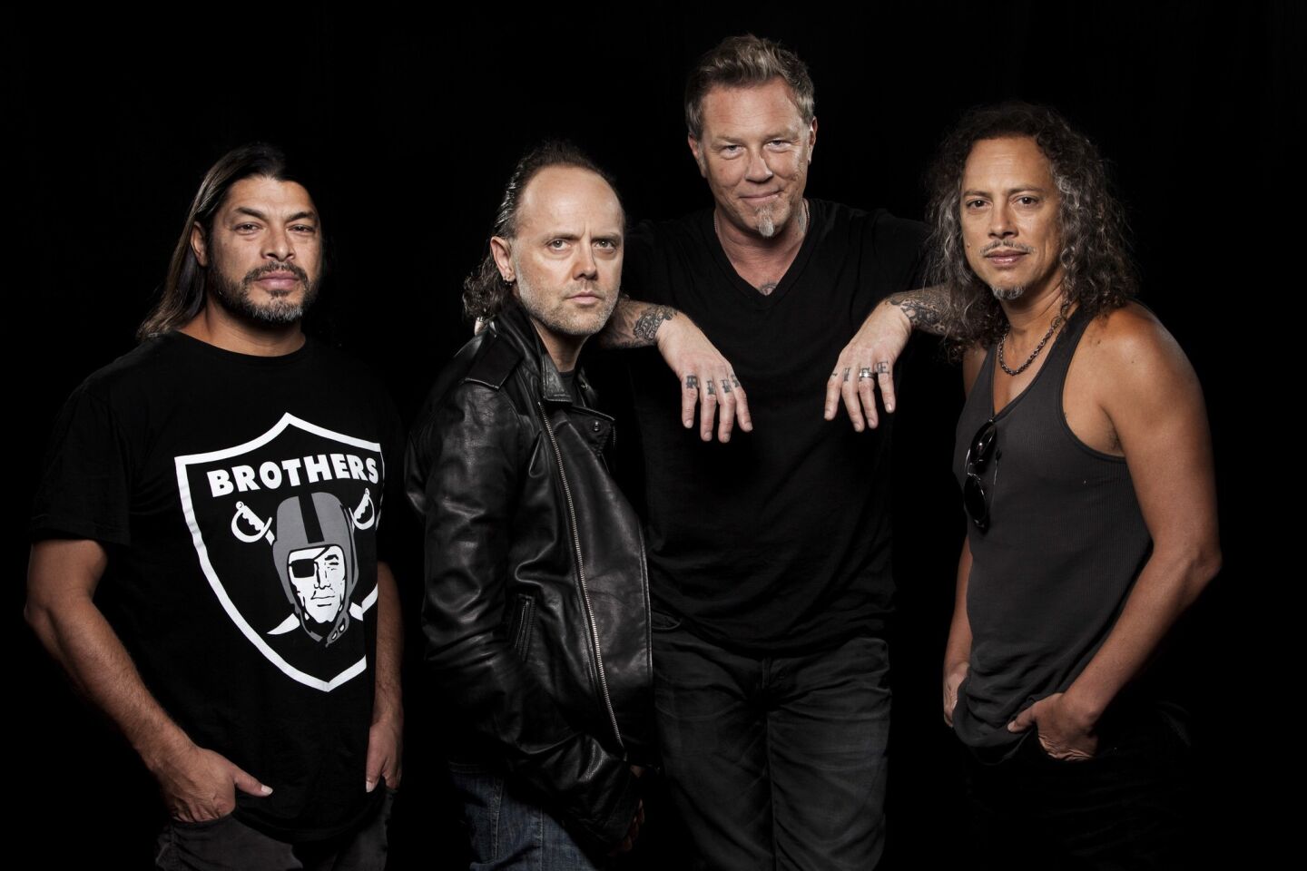 Metallica promotes its "Through the Never," which is the band's "Apocalypse Now," says drummer Lars Ulrich, second from left with bassist Robert Trujillo, guitarist-singer James Hetfield and guitarist Kirk Hammett. The film opened on Imax screens in late September.