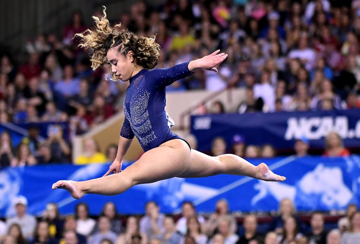 UCLA's Katelyn Ohashi competes in the floor exercise at the NCAA Gymnastics Championships in April.