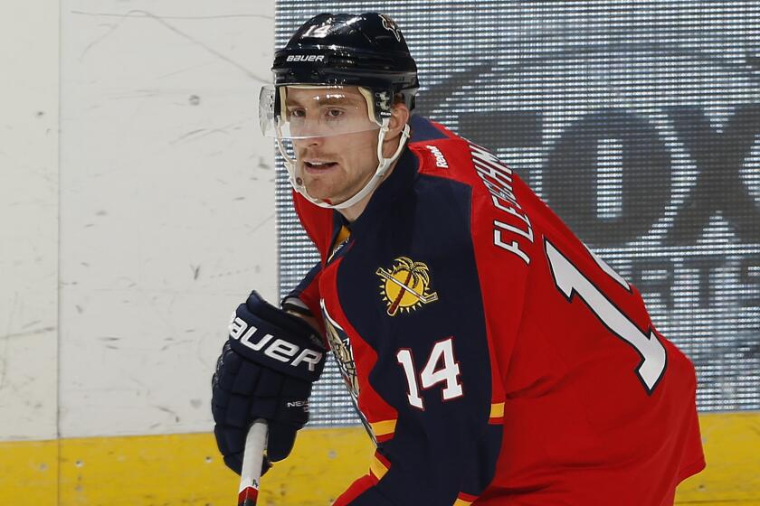 Florida Panthers forward Tomas Fleischmann warms up before a game against the Chicago Blackhawks on Thursday.