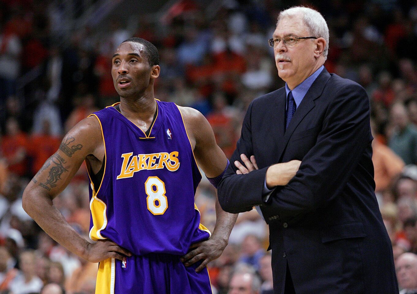 Kobe Bryant, left, and Phil Jackson in 2006.