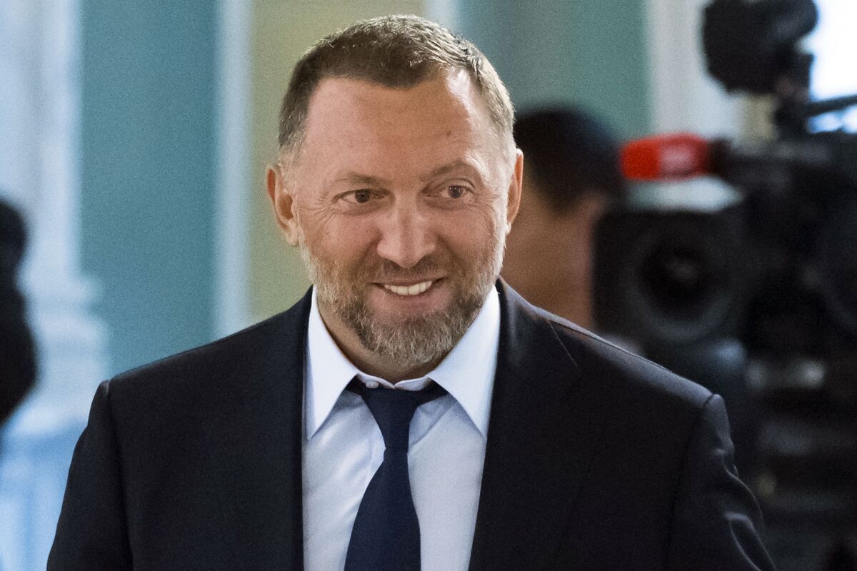 FILE - Russian metals magnate Oleg Deripaska attends a meeting of Russian President Vladimir Putin and Turkish President Recep Tayyip Erdogan, outside St. Petersburg, Russia, Aug. 9, 2016. Deripaska, a Russian billionaire, was criminally charged in New York with violating U.S. sanctions in an indictment unsealed Thursday, Sept. 29, 2022, that also charges three others. (AP Photo/Alexander Zemlianichenko, File)